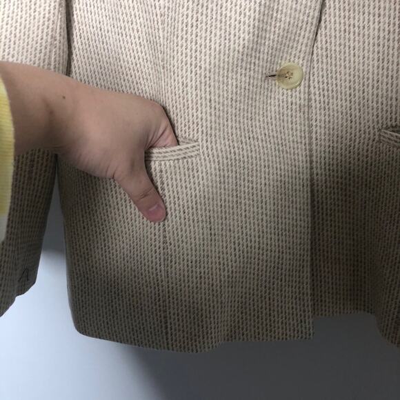 Talbots Austin Hill Blazer Tan Wool Knit 10 VTG - Picture 3 of 9